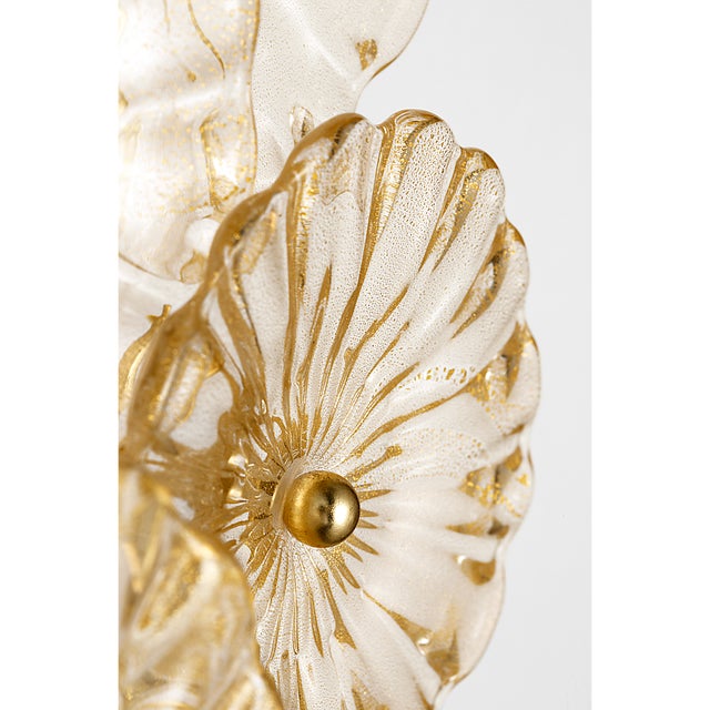 Metal Julie Neill for Visual Comfort Signature Gianna 21" Layered Sconce in Gild with Gold Fleck Glass For Sale - Image 7 of 13