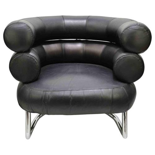 Bibendum Black Leather Chair by Eileen Gray, 1980s For Sale - Image 9 of 9