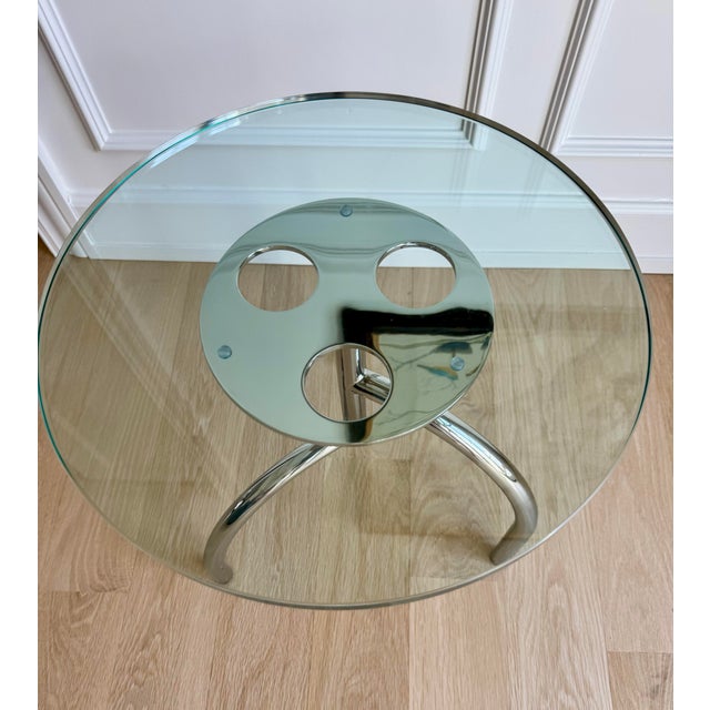 1980s Iconic 1980s Stanley Friedman for Brueton "Spyder" Tripod Martini Table – Polished Stainless Steel For Sale - Image 5 of 7