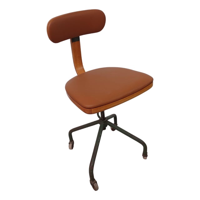 Restored Office or Workshop Chair Reupholstered in Leather from Fritz Hansen, 1940s For Sale