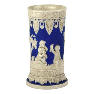 19th Century Parian Ware Spill Vase in Blue and White by Samuel Alcock For Sale