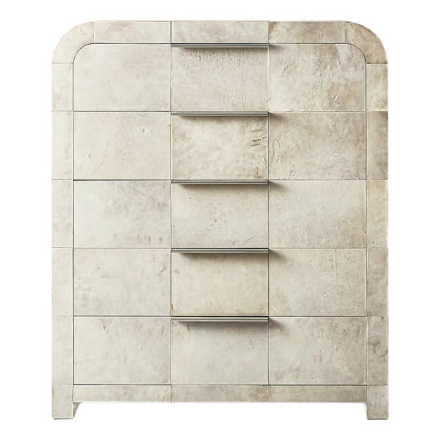 Restoration Hardware Lucien Parchment Tall Dresser For Sale