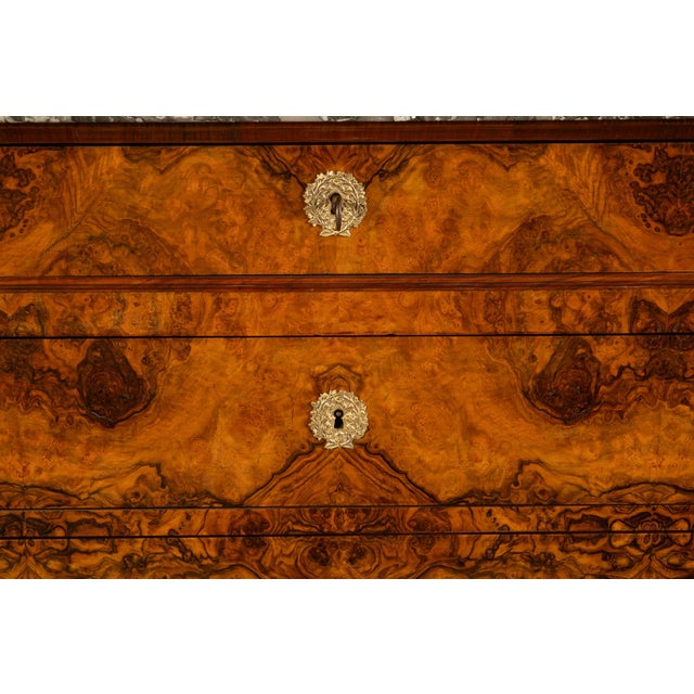 Antique French Walnut & Marble Louis-Philippe Walnut Commode Chest Drawers 1840 For Sale - Image 11 of 14