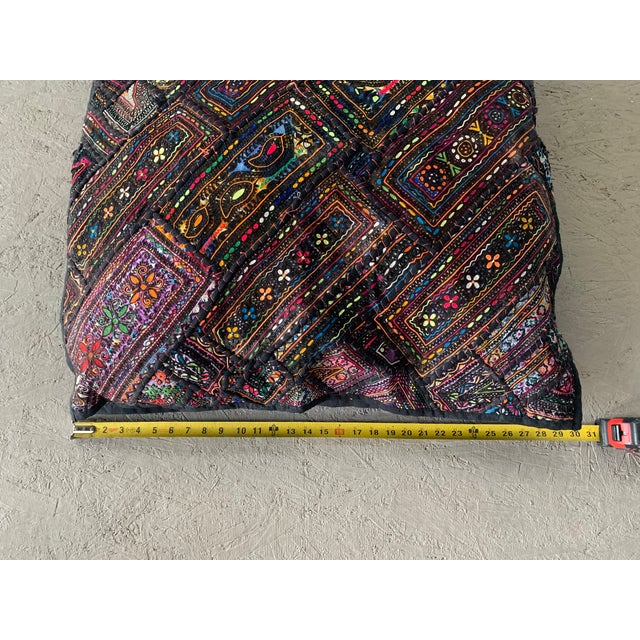 Vintage Pakistani Sindhi Patchwork Cushion Covers Set 4 Boho Tribal Embroidered For Sale - Image 11 of 12