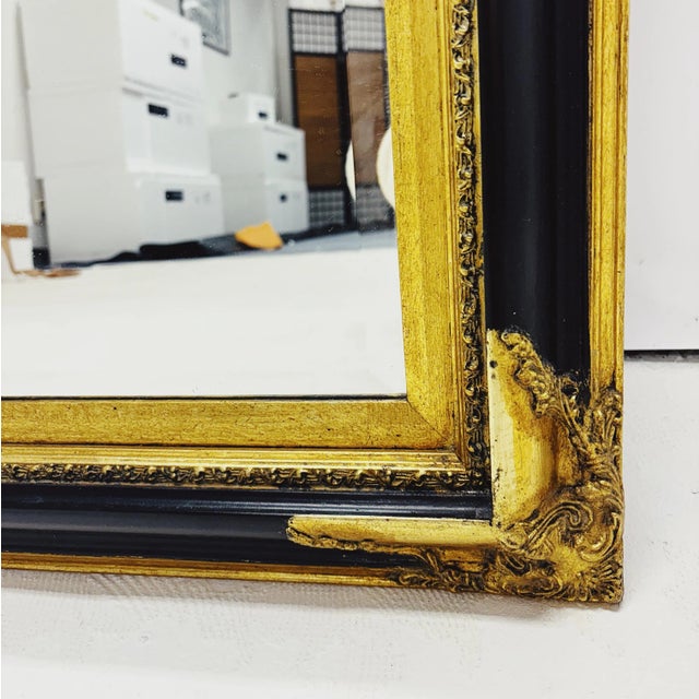 Wood Baroque Mirror with Black and Gold Wooden Frame For Sale - Image 7 of 8
