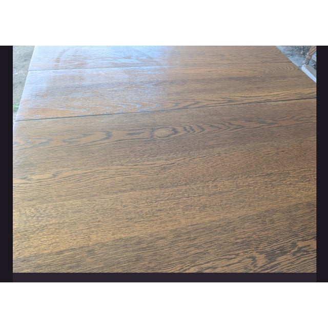 Late 19th Century Early American Solid Oak Banquet Dining Table With Fluted Legs on Casters For Sale - Image 17 of 18