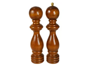 Vintage Catalina Tall Wooden Salt Shaker & Pepper Mill Grinder Set