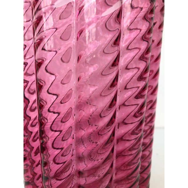 1980s Fluted Textured Pink Glass Vase Chairish