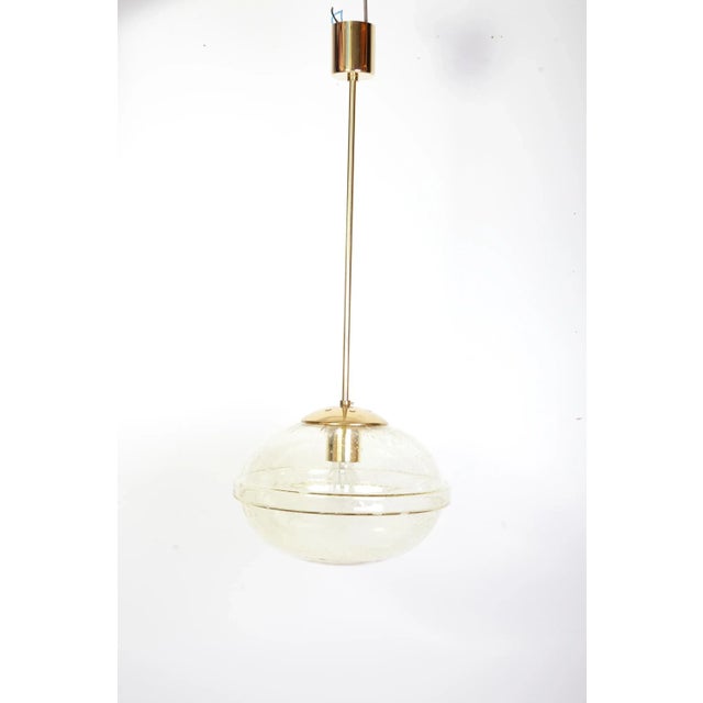 Gold Mid-Century Modern Brass and Gold Glass Pendant from Kamenicky Senov, Former Czechoslovakia, 1970s For Sale - Image 8 of 8