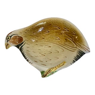 Vintage Italian Majolica Terra-Cotta Partridge Bird Bowl Dish For Sale