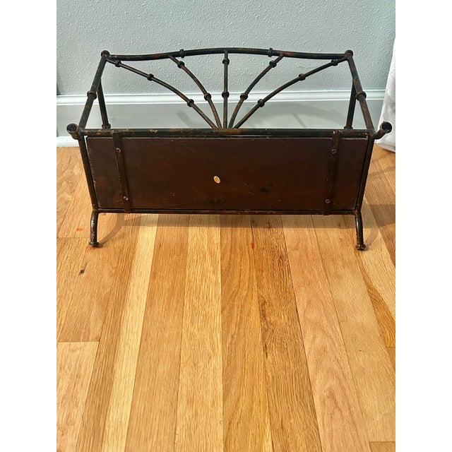 Vintage Faux Tortoise Bamboo Metal & Bamboo Chinoiserie Magazine Rack For Sale - Image 9 of 9