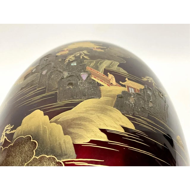 Ceramic 1950s An Asian Porcelain Vase With Textured Landscape Scene For Sale - Image 7 of 10