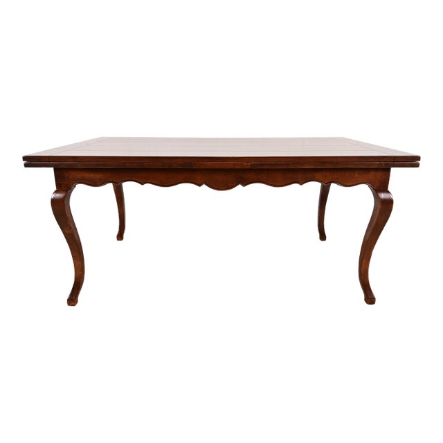 Baker Furniture Italian Provincial Maple Harvest Farm Extension Dining Table, Newly Refinished For Sale