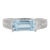 Baguette Cut Natural Aquamarine Ring With Flush Diamond Shank 925 Silver Size 7 For Sale