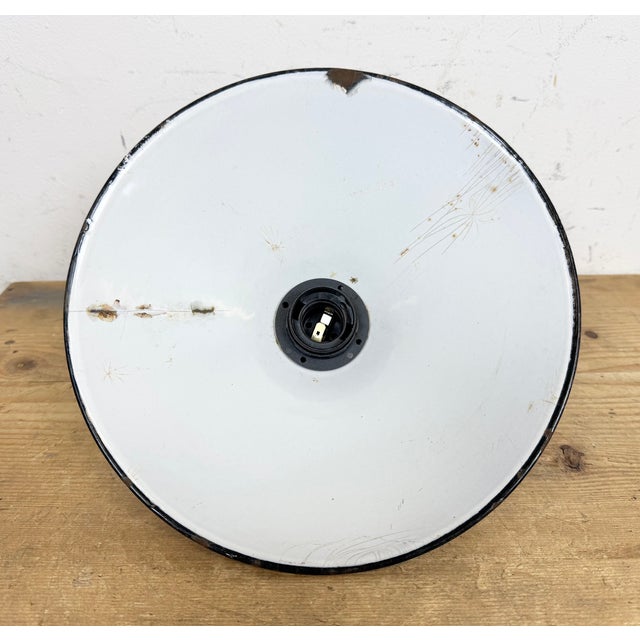 Industrial Dark Red Enamel Factory Pendant Lamp, 1960s For Sale - Image 9 of 17