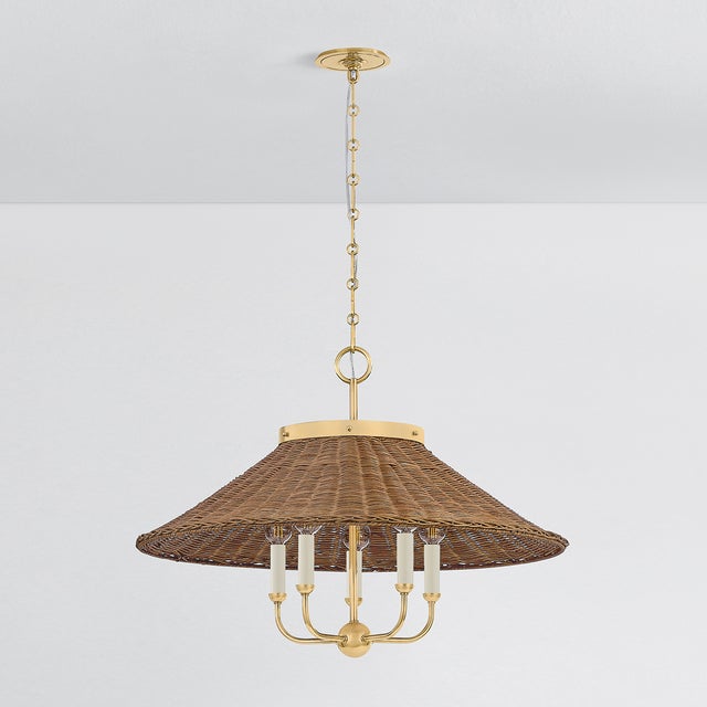 Hudson Valley Lighting Kensington 27.5 in. 5 Light Chandelier in Aged Brass Finish For Sale In New York - Image 6 of 8