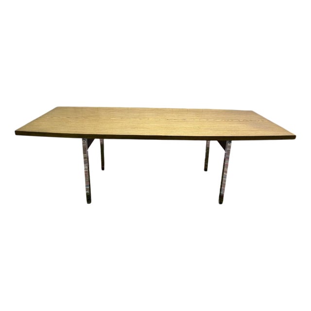 Italian Dining Table in Wood and Chrome For Sale