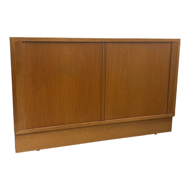 Vintage Danish Oak Credenza with Tambour Doors For Sale