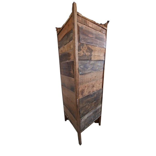 Wood Piedmontese Corner Cabinet in Wood and Lined with Florentine Lily Paper, 1750 For Sale - Image 7 of 13