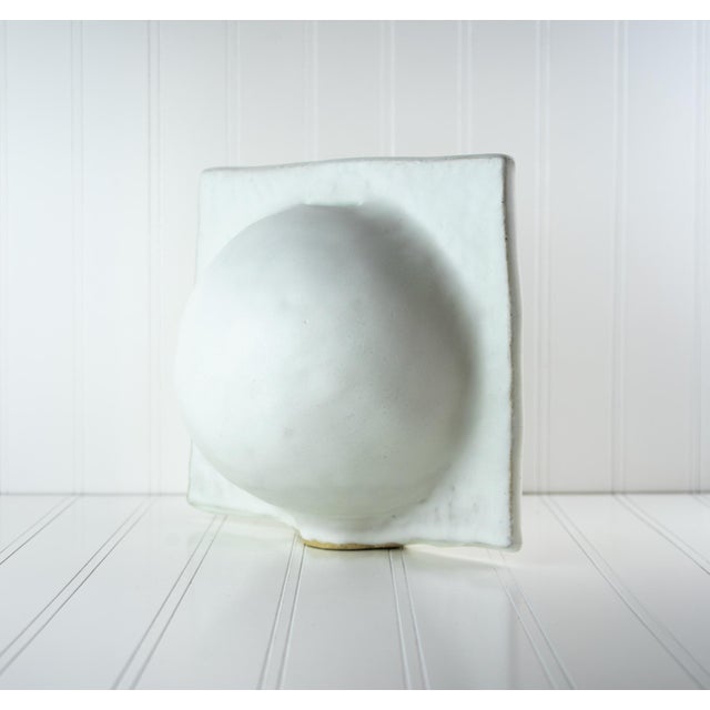 White Minimalist White Studio Pottery Vase — Split Sphere Globe Form, Signed For Sale - Image 8 of 17