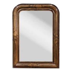 19th Century Louis Philippe Carved Faux Burl Wood Painted Wall Mirror