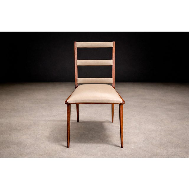 Set of Six Chairs in Hardwood & Beige Leather, Unknown, 1950s For Sale - Image 10 of 12