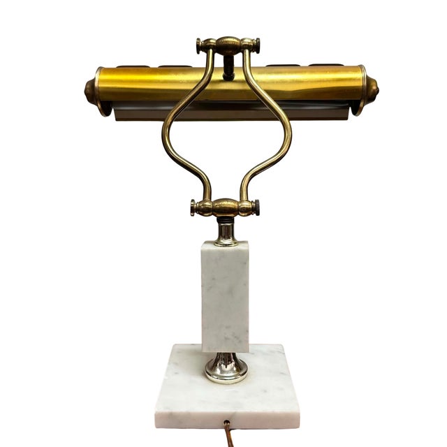 Vintage Brass Piano Lamp With Marble Base For Sale - Image 4 of 8