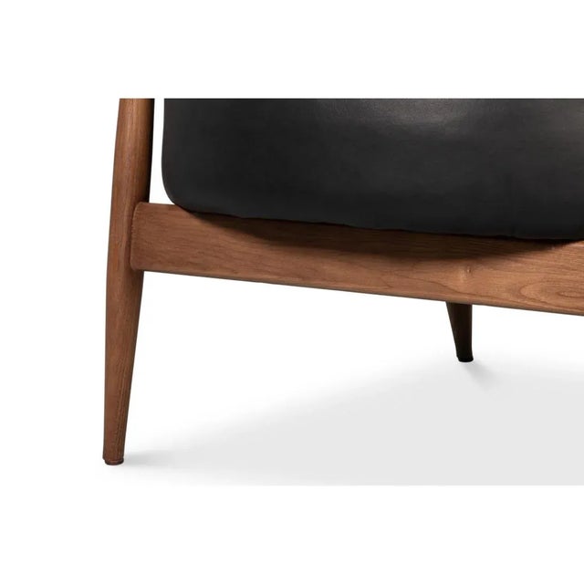 Mid Century Black Leather Arm Chair For Sale In Raleigh - Image 6 of 13