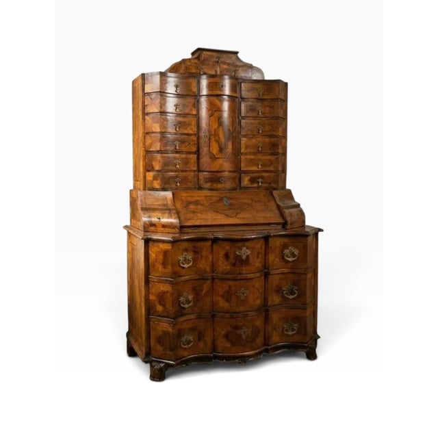 Baroque Antique 18th C Baroque Burl Wood Tabernacle Writing Cabinet For Sale - Image 3 of 6