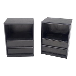 Pair Gibbings for Widdicomb Ebonized Black Lacquer Night Stands End Tables Mint For Sale