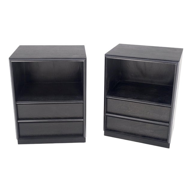 Pair Gibbings for Widdicomb Ebonized Black Lacquer Night Stands End Tables Mint For Sale