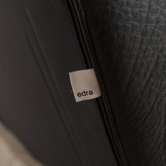 Animal Skin Damier Leather Two-Seater Black Sofa from Edra For Sale - Image 7 of 18