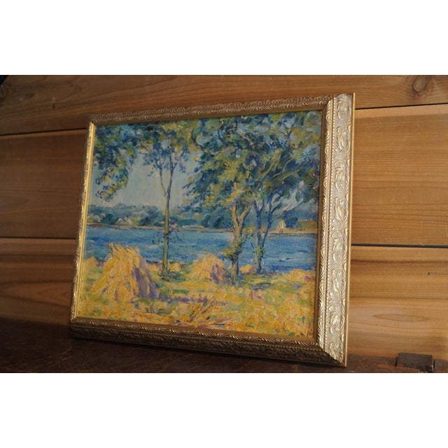 1930s New York State Haystacks Landscape Painting For Sale - Image 11 of 12