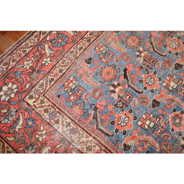 Early 20th Century Oversize Blue Grey Persian Mahal Rug - 13'4" x 20'4" For Sale - Image 9 of 12