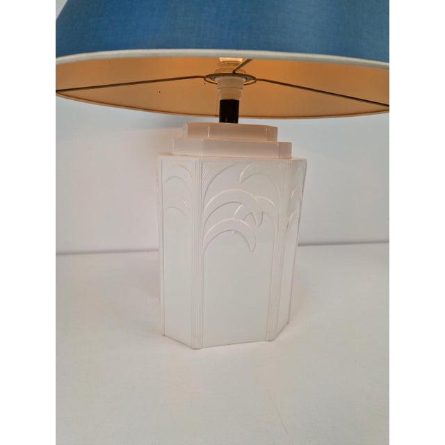 1970s White Ceramic Palm Tree Table Lamp in the style of Serge Roche, 1970s For Sale - Image 5 of 14