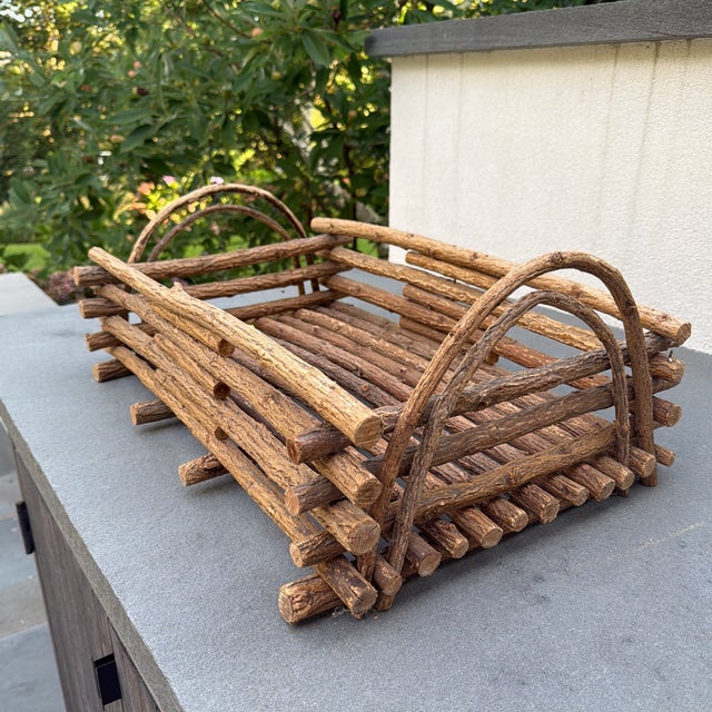 Wood Vintage Rustic Adirondack Style Tray Crafted From Natural Bark on Twigs For Sale - Image 7 of 11