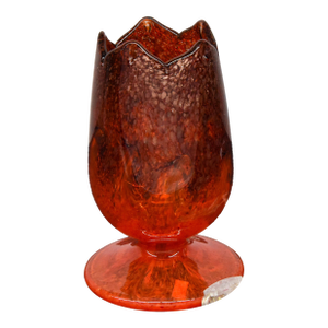Vintage Tulip Art Glass Lamp – Hand‑Blown Red & Merlot Swirl Glass, Elegant Decorative Accent