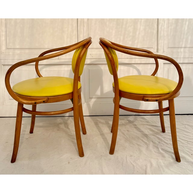 Pair of 1970s Thonet Bentwood Armchairs With Yellow Vinyl Seats For Sale - Image 14 of 18