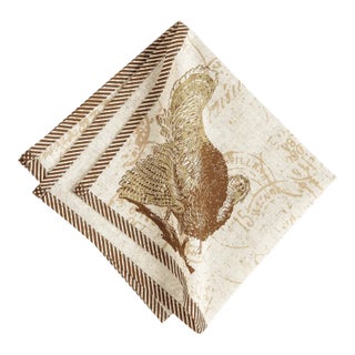 Fall Harvest Elegant Turkey Napkins - Set of 4 For Sale