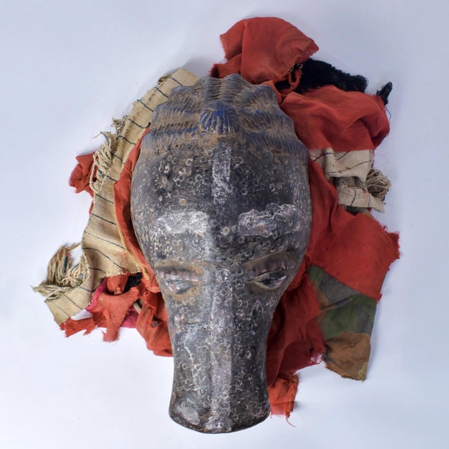 Early 20th Century Yoruba Egungan Mask with Fabric Nigeria For Sale - Image 10 of 17