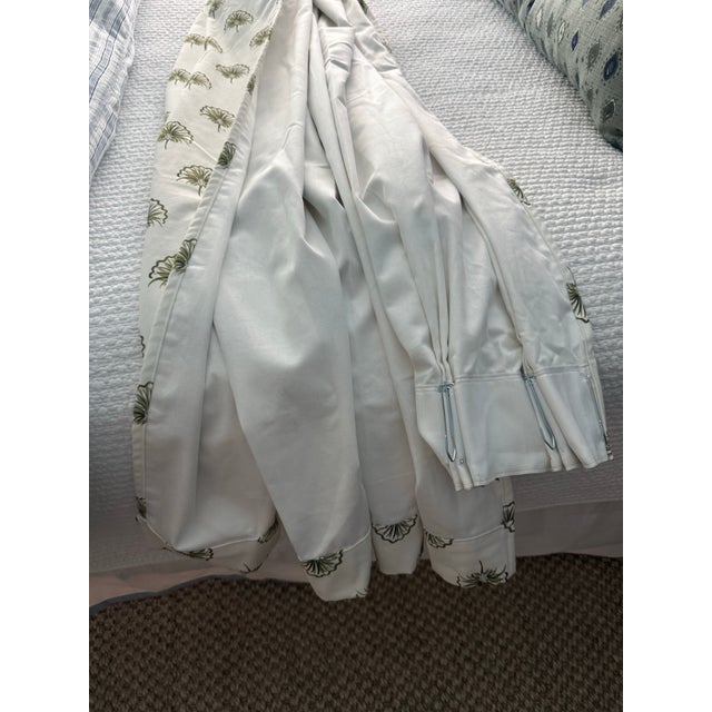 Like new set of 3, 6 individual custom Pepper Home privacy lined curtain panels with pinch pleats in Penelope Moss fabric...