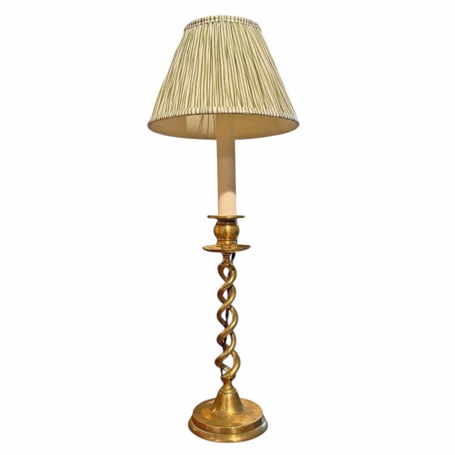 18th Century Pair of 18th Century English Brass Barley-Twist Candlestick Lamps For Sale - Image 5 of 12