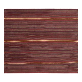 1950s Modern Vintage Colorful Striped Flatwoven Turkish Decorative Small Rug For Sale