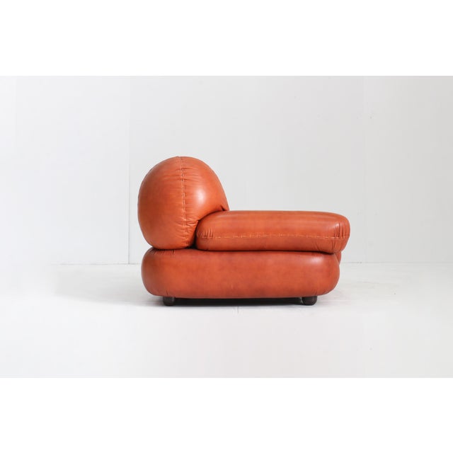 Vintage Italian Sapporo Armchair in Cognac Leather from Mobil Girgi, 1970s For Sale - Image 3 of 9