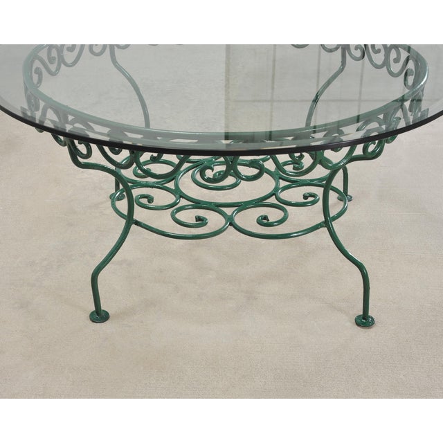 o.w. Lee American Regency Style Wrought Iron and Glass Scrolled Garden Table For Sale - Image 9 of 18