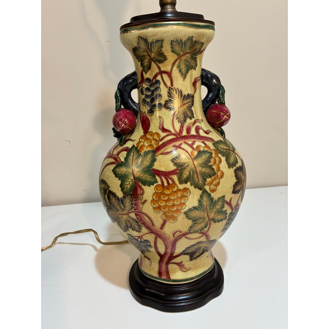 Metal Tuscan Fruit & Vine Ceramic Urn Table Lamp — Italian Villa Mediterranean Vineyard Decor For Sale - Image 7 of 12