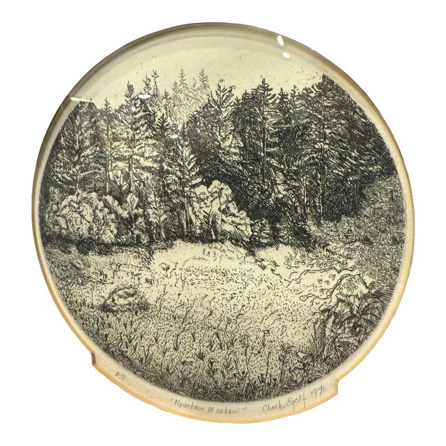 “Mountain Meadow” Etching Print by Egolf 1970 For Sale
