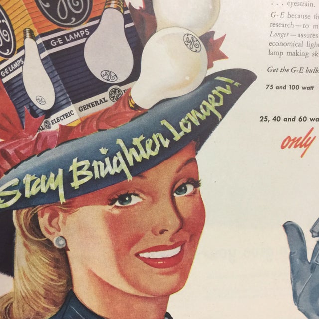 Mid-Century Modern Vintage GE Lamps Ad For Sale - Image 3 of 4