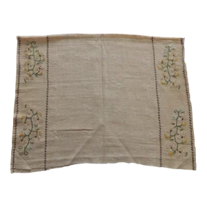 Antique Yellow and Green Turkish Embroidered Textile Fragment