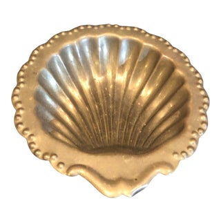 Vintage Brass Shell Trinket Catchall Dish or Ashtray For Sale